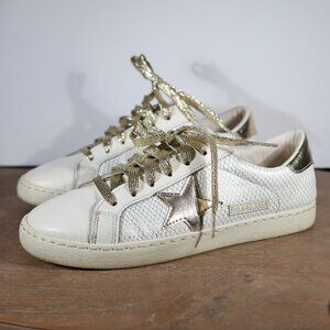 Havana Vintage Sneakers Women Size 8 White Gold Preowned White Snake Multi
